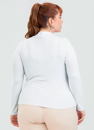 Cativa - Blusa Plus Size em Canelado Branco - CATIVA