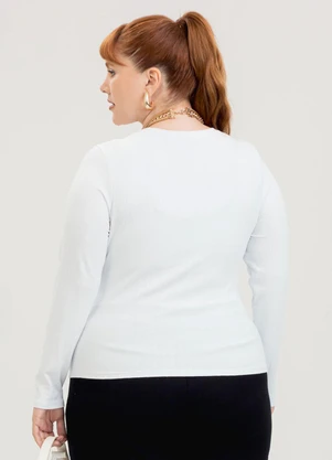 Cativa - Blusa Plus Size em Canelado Branco - CATIVA