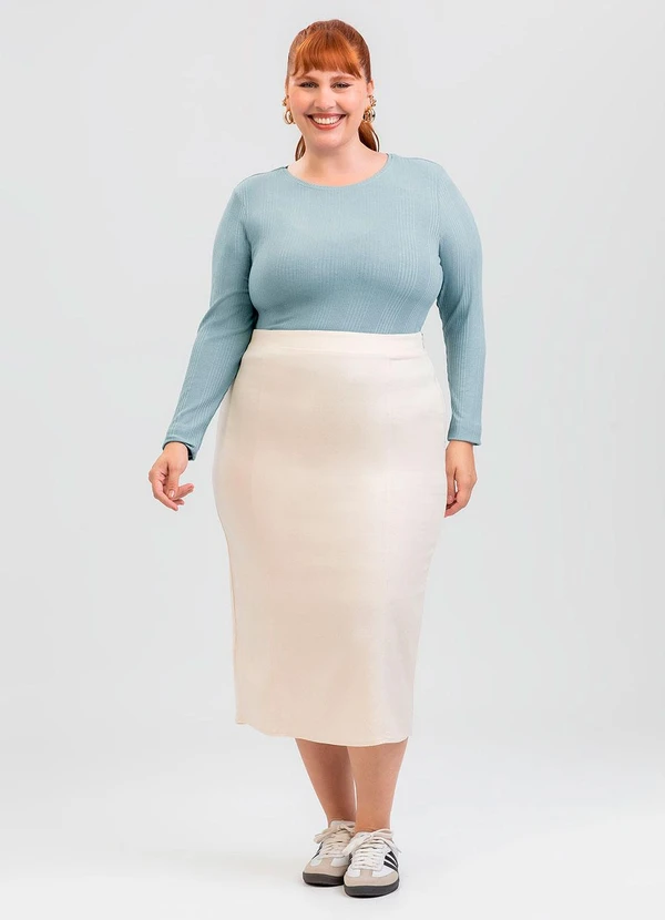 Cativa - Blusa Plus Size em Canelado Cinza 3