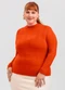 Cativa - Blusa Plus Size em Canelado Branco - variação: Laranja