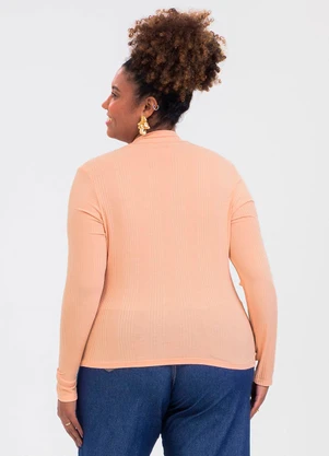 Cativa - Blusa Plus Size em Canelado Laranja - CATIVA