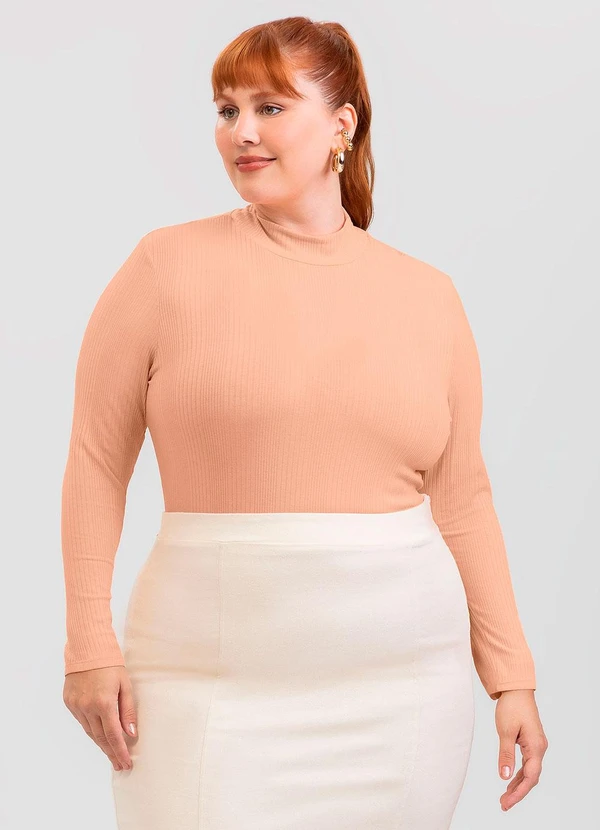 Cativa - Blusa Plus Size em Canelado Laranja 1