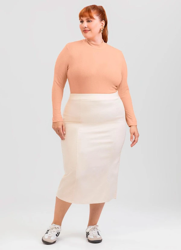 Cativa - Blusa Plus Size em Canelado Laranja 3