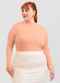 Cativa - Blusa Plus Size em Canelado Branco - variação: Laranja