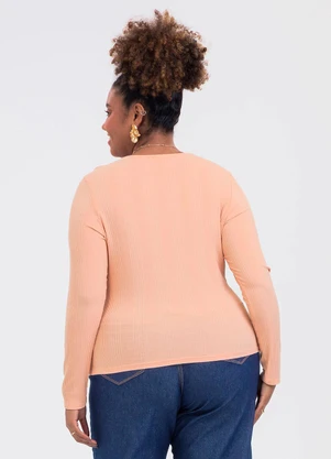Cativa - Blusa Plus Size em Canelado Laranja - CATIVA