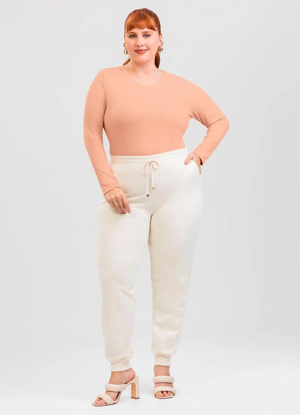 Cativa - Blusa Plus Size em Canelado Laranja 3