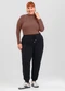 Cativa - Blusa Plus Size em Canelado Branco - variação: Marrom