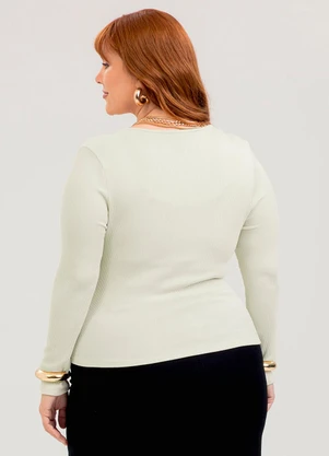 Cativa - Blusa Plus Size em Canelado  Off White - CATIVA