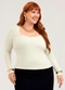 Cativa - Blusa Plus Size em Canelado  Marrom Escuro - variação: Off White
