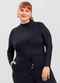 Cativa - Blusa Plus Size em Canelado Branco - variação: Preto