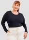 Cativa - Blusa Plus Size em Canelado Azul - variação: Preto