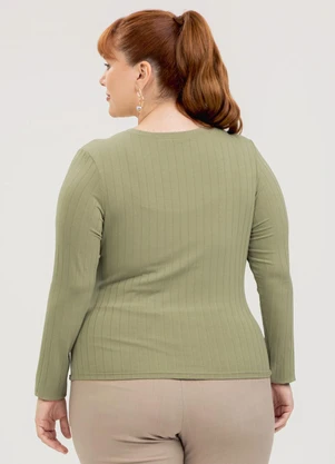 Cativa - Blusa Plus Size em Canelado Verde - CATIVA