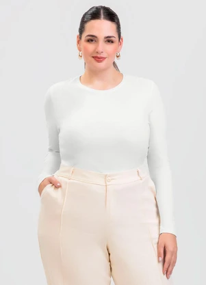 Cativa - Blusa Plus Size em Cotton Branco - CATIVA