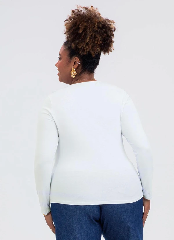 Cativa - Blusa Plus Size em Cotton Branco 2