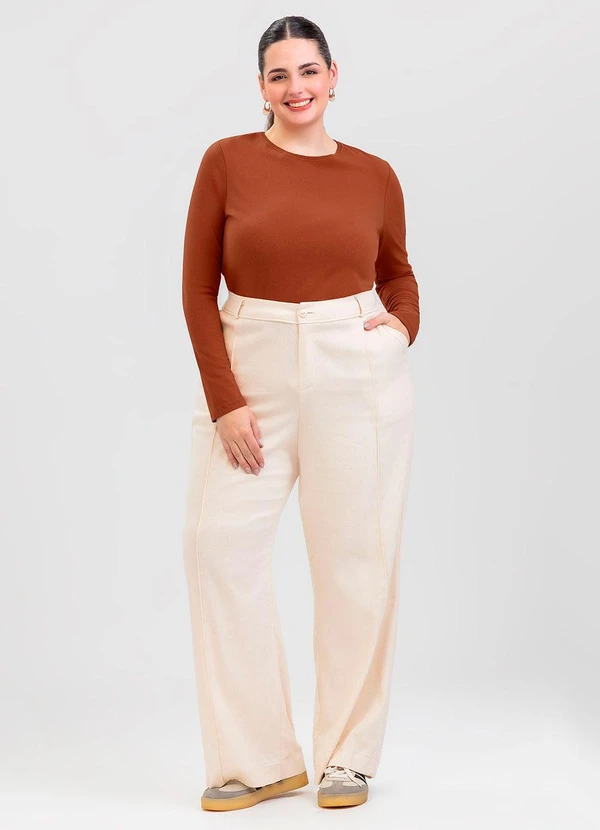 Cativa - Blusa Plus Size em Cotton Marrom 3