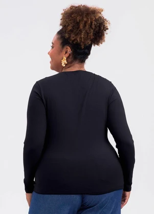 Cativa - Blusa Plus Size em Cotton Preto - CATIVA