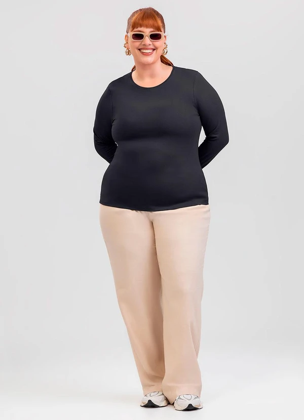 Cativa - Blusa Plus Size em Cotton Preto 3