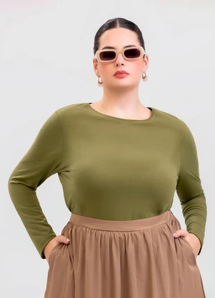 Cativa - Blusa Plus Size em Cotton Verde - CATIVA