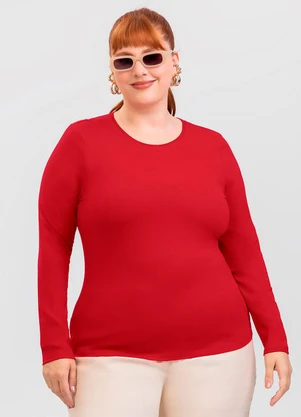 Cativa - Blusa Plus Size em Cotton Vermelho - CATIVA