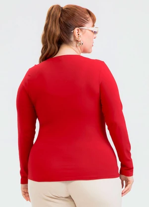 Cativa - Blusa Plus Size em Cotton Vermelho - CATIVA