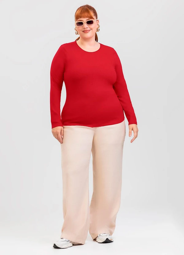 Cativa - Blusa Plus Size em Cotton Vermelho 3