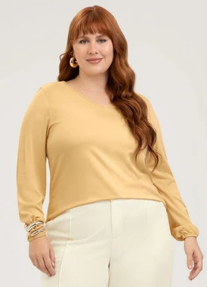 Cativa - Blusa Plus Size em Viscose Amarelo Claro - CATIVA