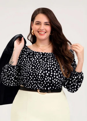 Cativa - Blusa Plus Size em Viscose  Preto - CATIVA
