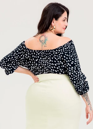 Cativa - Blusa Plus Size em Viscose  Preto - CATIVA