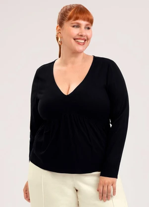 Cativa - Blusa Plus Size em Viscose  Preto - CATIVA