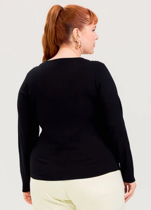 Cativa - Blusa Plus Size em Tecido Texturizado Preto - CATIVA