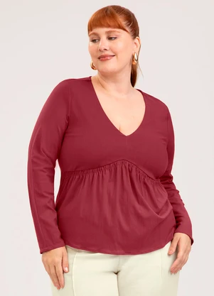 Cativa - Blusa Plus Size em Viscose  Vermelho Escuro - CATIVA