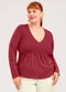 Cativa - Blusa Plus Size em Tecido Texturizado Preto - variação: Vermelho Escuro
