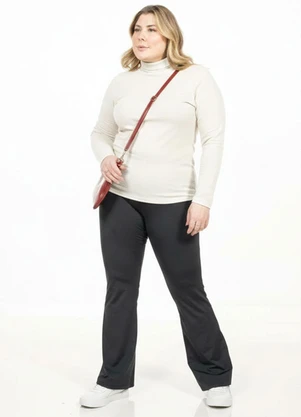 Cobertura - Blusa Plus Size Manga Longa Bege - COBERTURA