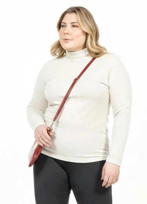 Cobertura - Blusa Plus Size Manga Longa Bege
