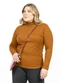Cobertura - Blusa Plus Size Manga Longa Verde - variação: Marrom