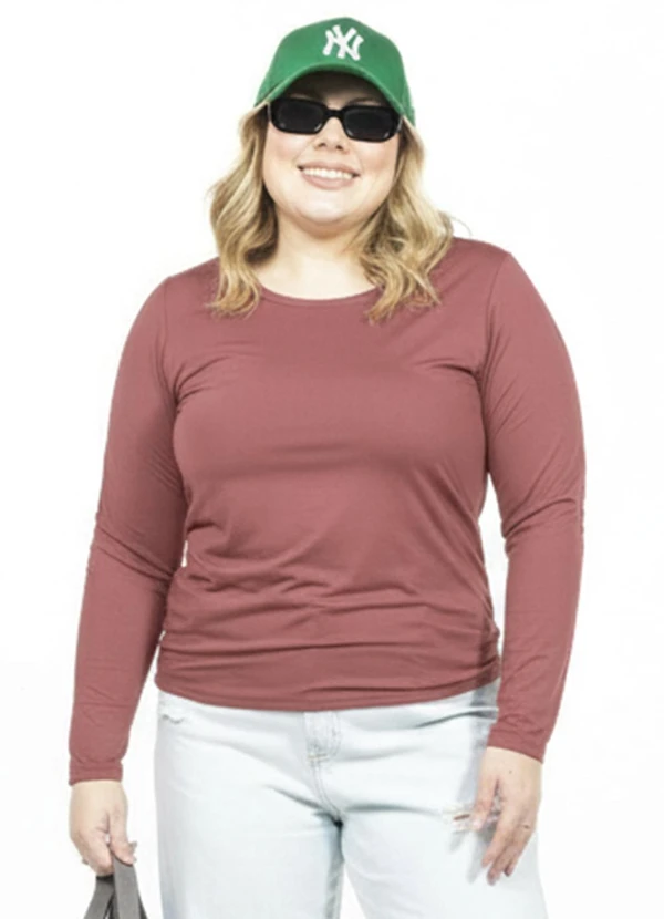 Cobertura - Blusa Plus Size Manga Longa Marrom