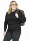 Cobertura - Blusa Plus Size Manga Longa Rosa - variação: Preto