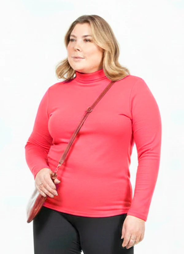 Cobertura - Blusa Plus Size Manga Longa Rosa