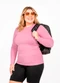 Cobertura - Blusa Plus Size Manga Longa Rosa - variação: Rosa