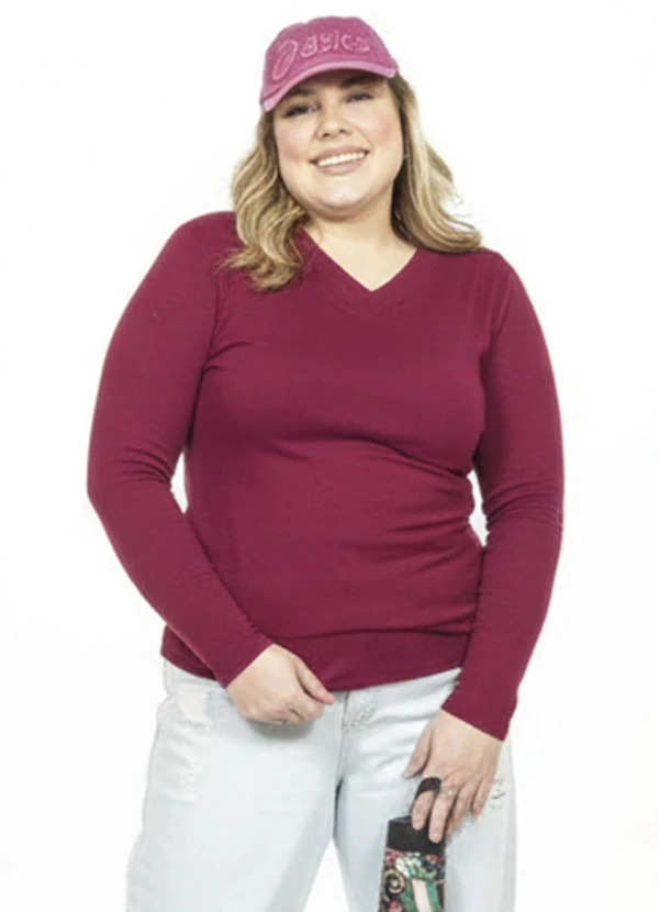 Cobertura - Blusa Plus Size Manga Longa Vermelho