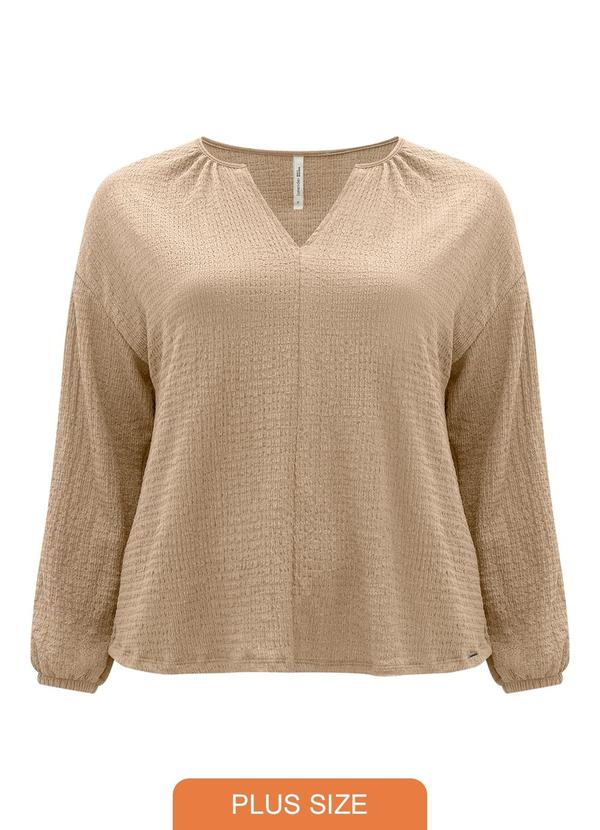 Lunender Mais Mulher - Blusa Plus Size Texturizada Bege