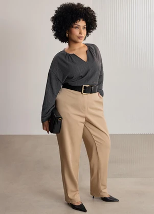 Lunender Mais Mulher - Blusa Plus Size Texturizada Cinza - LUNENDER MAIS MULHER