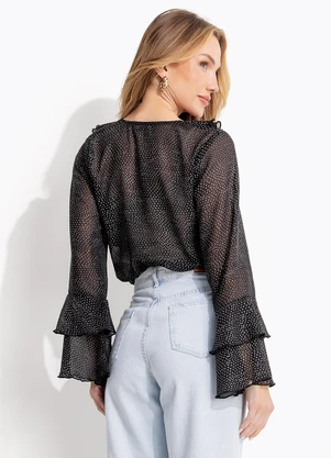 Quintess - Blusa Poá Desconstruído em Chiffon - QUINTESS