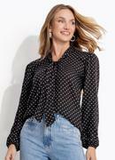 Blusa Po Preto em Viscose Plana