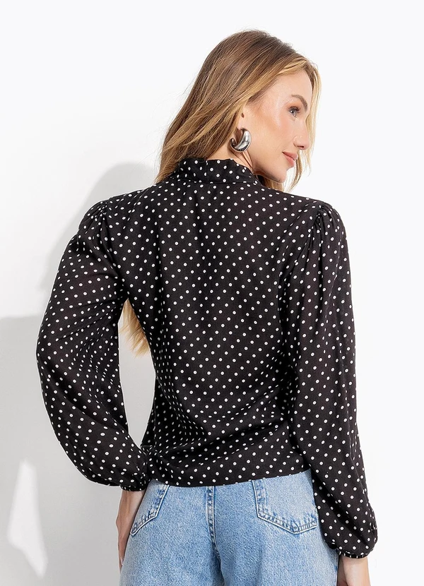 Quintess - Blusa Poá Preto em Viscose Plana 3