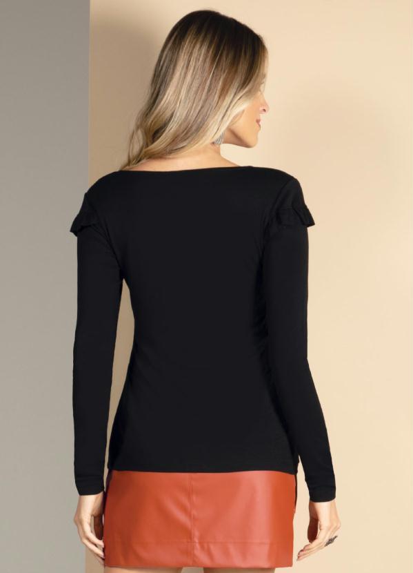 Quintess - Blusa Preta com Babados no Decote 2