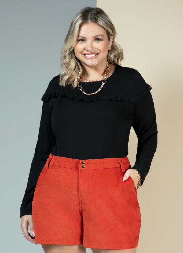 Quintess - Blusa Preta com Babados no Decote 5