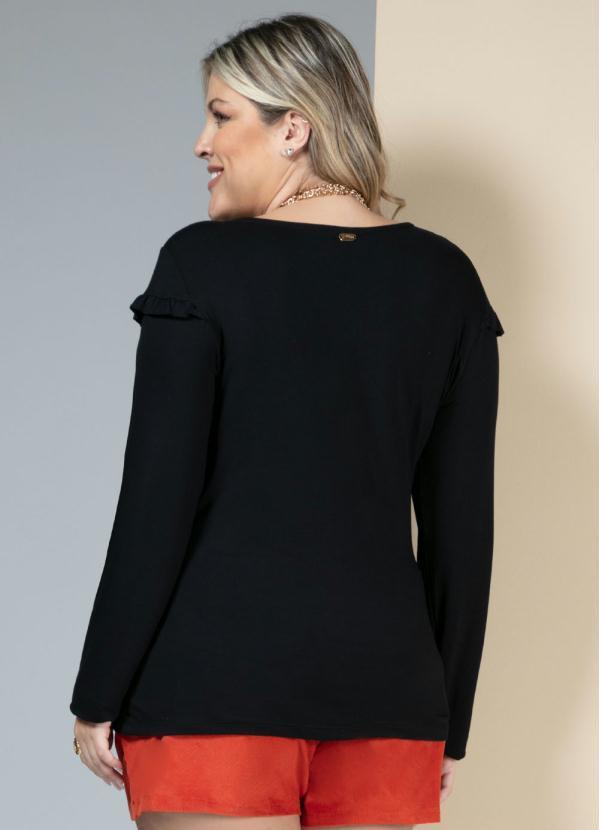 Quintess - Blusa Preta com Babados no Decote 6
