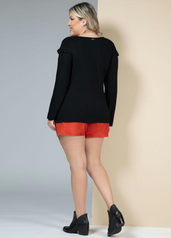 Quintess - Blusa Preta com Babados no Decote 8