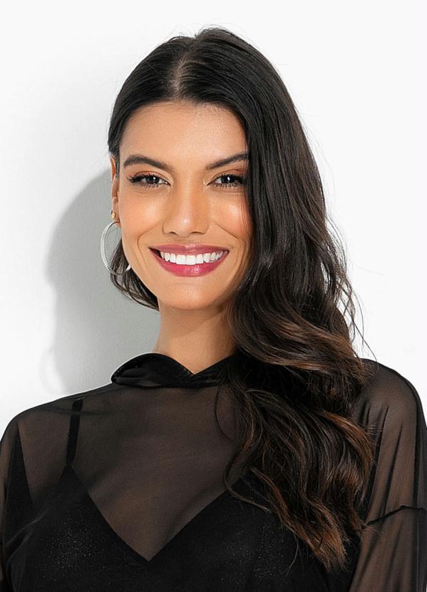 Moda Pop - Blusa Preta com Capuz e Transparencia 3